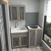 Không gian nhôm ban công máy giặt tủ kết hợp bể bơi đồng hành tích hợp mâm giặt lật trên chậu rửa tay với bàn rửa