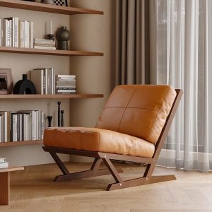 Mẫu Ghế Sofa Đơn Bọc Da Khung Gỗ Cao Cấp Thư Giãn Đọc Sách - Hình 2