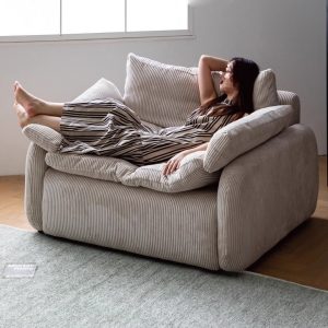 Mẫu Ghế Sofa Lười Thư Giãn Lưng Tựa Vải Nhung Kẻ Sọc - Hình 5