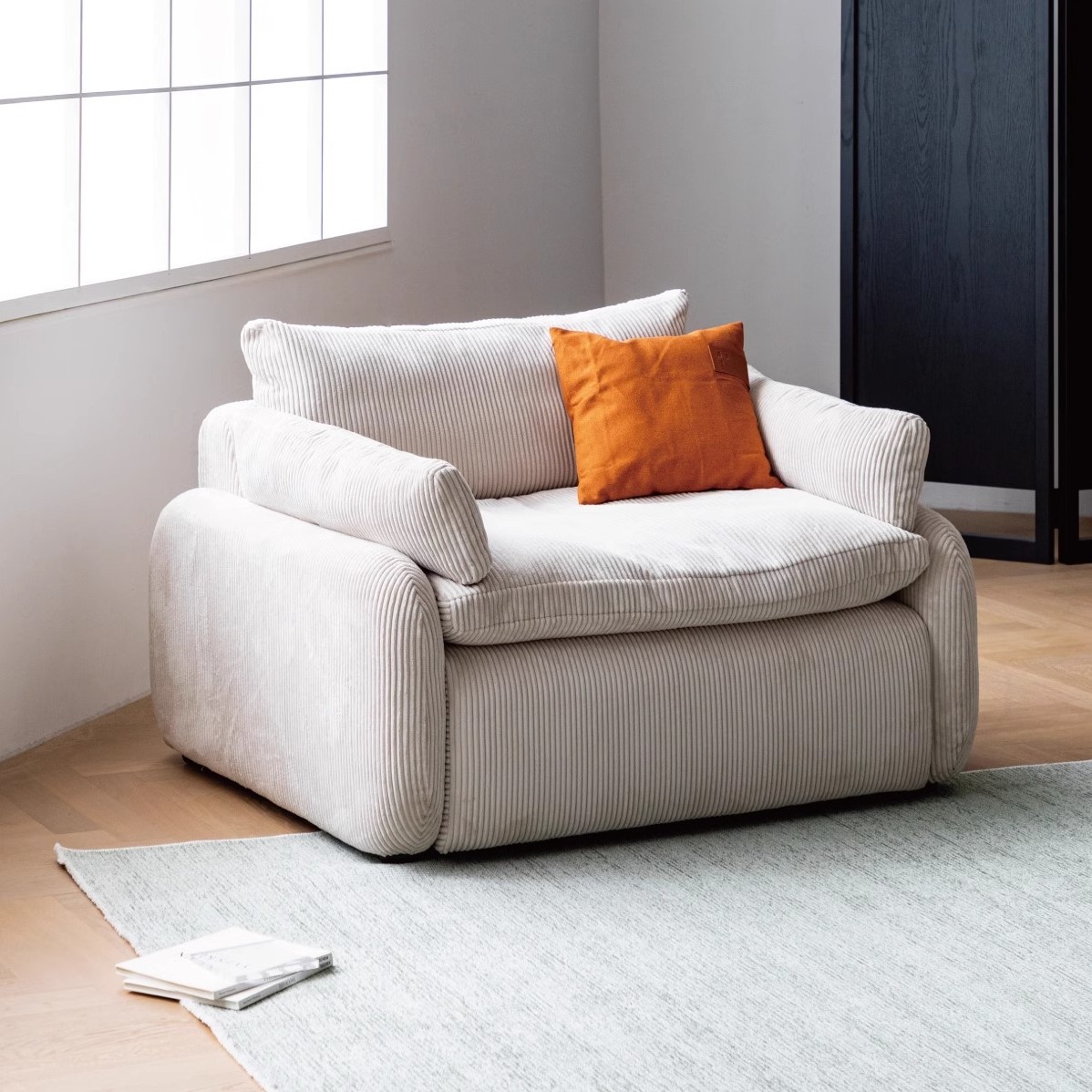 Mẫu Ghế Sofa Lười Thư Giãn Lưng Tựa Vải Nhung Kẻ Sọc Mẫu Ghế Sofa Lười Thư Giãn Lưng Tựa Vải Nhung Kẻ Sọc