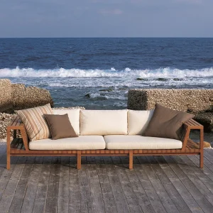 Ngoại thất sân vườn đồ gỗ tếch Phật Sơn Ghế sofa ngoài trời Phong cách Châu Âu Khách sạn Sân giải trí gỗ nguyên khối Kết hợp ghế sofa hình chữ L - Hình 2