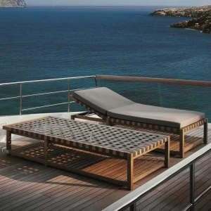 Ngoại thất sân vườn đồ gỗ tếch Phật Sơn Ghế sofa ngoài trời Phong cách Châu Âu Khách sạn Sân giải trí gỗ nguyên khối Kết hợp ghế sofa hình chữ L - Hình 3