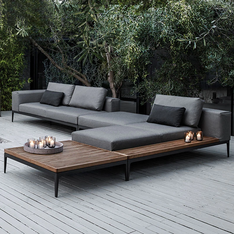 Ngoại thất sân vườn Giải trí ngoài trời ghế sofa hợp kim nhôm kết hợp sân ngoài trời khách sạn không thấm nước và chống nắng đồ gỗ tếch - Hình 2 Ngoại thất sân vườn Giải trí ngoài trời ghế sofa hợp kim nhôm kết hợp sân ngoài trời khách sạn không thấm nước và chống nắng đồ gỗ tếch - Hình 2