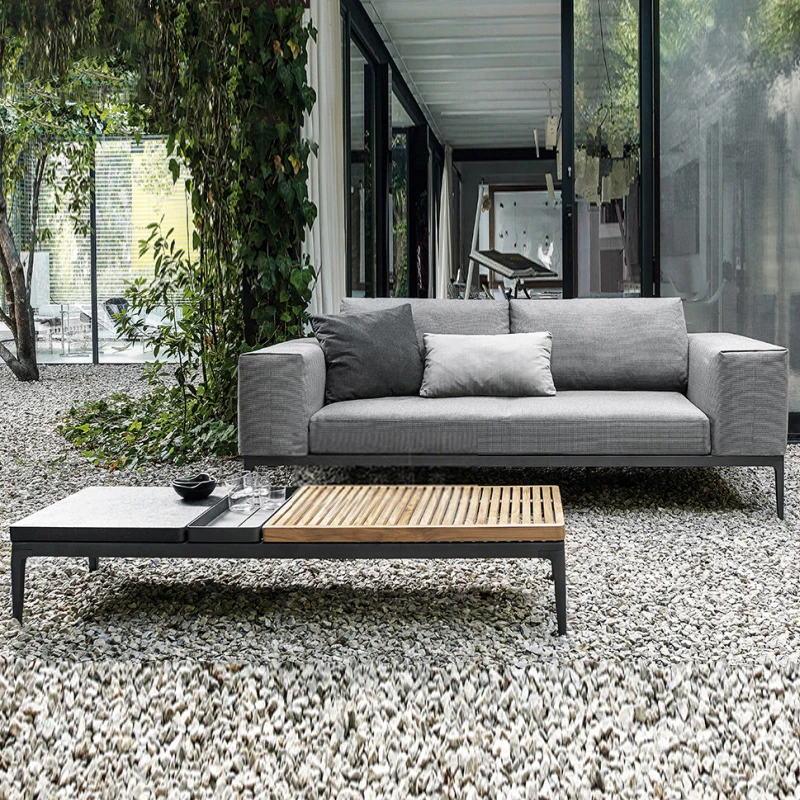 Ngoại thất sân vườn Giải trí ngoài trời ghế sofa hợp kim nhôm kết hợp sân ngoài trời khách sạn không thấm nước và chống nắng đồ gỗ tếch - Hình 3 Ngoại thất sân vườn Giải trí ngoài trời ghế sofa hợp kim nhôm kết hợp sân ngoài trời khách sạn không thấm nước và chống nắng đồ gỗ tếch - Hình 3