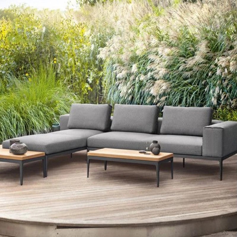 Ngoại thất sân vườn Giải trí ngoài trời ghế sofa hợp kim nhôm kết hợp sân ngoài trời khách sạn không thấm nước và chống nắng đồ gỗ tếch Ngoại thất sân vườn Giải trí ngoài trời ghế sofa hợp kim nhôm kết hợp sân ngoài trời khách sạn không thấm nước và chống nắng đồ gỗ tếch