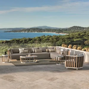 Ngoại thất sân vườn Kết hợp ghế sofa ngoài trời cho sân thượng Biệt thự hiện đại Câu lạc bộ khách sạn mẫu Phòng vườn Khung hợp kim nhôm Bộ ghế sofa vải chống thấm - Hình 3