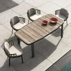 Ngoại thất sân vườn Kết hợp ghế sofa ngoài trời cho sân thượng Biệt thự hiện đại Câu lạc bộ khách sạn mẫu Phòng vườn Khung hợp kim nhôm Bộ ghế sofa vải chống thấm - Hình 4