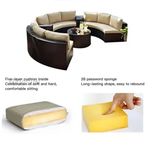 Ngoại thất sân vườn Kết hợp sofa khâu tròn mới có đệm Sofa mây ngoài trời cho biệt thự sân thượng Sân giải trí Lễ tân khách sạn - Hình 4