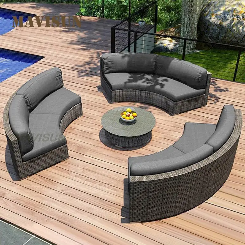 Ngoại thất sân vườn Kết hợp sofa khâu tròn mới có đệm Sofa mây ngoài trời cho biệt thự sân thượng Sân giải trí Lễ tân khách sạn Ngoại thất sân vườn Kết hợp sofa khâu tròn mới có đệm Sofa mây ngoài trời cho biệt thự sân thượng Sân giải trí Lễ tân khách sạn