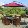 Ngoại thất sân vườn Mây Bộ Bàn Ghế Sân Vườn Phong cách Châu Âu Nhà Sân Ban Công Bộ 3 Bộ Kết Hợp Đồ Gỗ Ngoài Trời Bàn Ghế Giải Trí