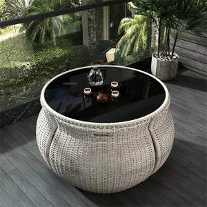 Ngoại thất sân vườn mây ngoài trời Sáng tạo Bàn ghế sân vườn hiện đại Bộ ba mảnh kết hợp Ban công Bộ bàn ăn nhỏ Z - Hình 4