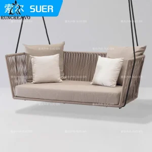 Ngoại thất sân vườn Mới Pe Mây Treo Ghế Xoay Trong Nhà Ngoài Trời Người Lớn Hình Hoa Đính Đá Sofa Phong cách Châu Âu Ban Công Xoay Dệt Bàn Ghế Sân Vườn Bộ - Hình 3