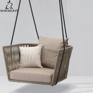 Ngoại thất sân vườn Mới Pe Mây Treo Ghế Xoay Trong Nhà Ngoài Trời Người Lớn Hình Hoa Đính Đá Sofa Phong cách Châu Âu Ban Công Xoay Dệt Bàn Ghế Sân Vườn Bộ - Hình 4
