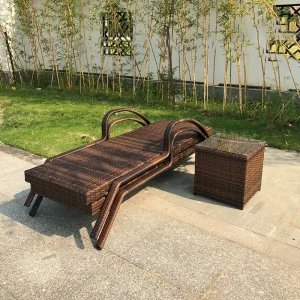 Ngoại thất sân vườn Ngoài Trời Sân Vườn Mây Bộ Bàn Ghế Ghế Dài Ghế Dành Cho Bể Bơi Câu Cá Cắm Trại Nắng Đi Biển Chaise Longue Đơn Giản - Hình 4