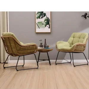 Ngoại thất sân vườn Nhà đan bằng liễu gai ba mảnh giải trí ban công đệm đàn hồi cao bàn ghế đơn giản kết hợp bàn cà phê nhỏ
