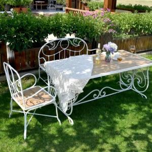 Ngoại thất sân vườn Pháp Vintage Bàn Ghế 3 Bộ Phong Cách Châu Âu Sân Vườn Cafe Bàn Dài Sân Thượng Ngoài Trời Thường Ngày ghế Sắt