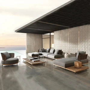 Ngoại thất sân vườn Phong cách Châu Âu Ngoài Trời Sân Vườn Bộ Gỗ Chắc Chắn Mây Sofa Nhà Giải Trí Sân Biệt Thự Sofa Sang Trọng Ghế Kết Hợp Z - Hình 2