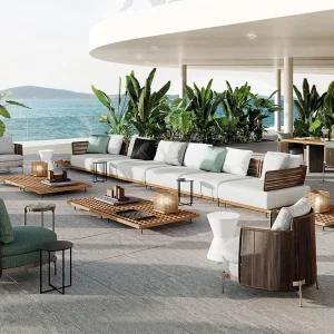 Ngoại thất sân vườn Phong cách Châu Âu Ngoài Trời Sân Vườn Bộ Gỗ Chắc Chắn Mây Sofa Nhà Giải Trí Sân Biệt Thự Sofa Sang Trọng Ghế Kết Hợp Z