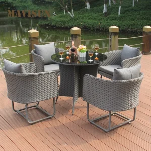 Ngoại thất sân vườn Phong Cách Thiết Kế Hiện Đại Bàn Ghế Cho Biệt Thự Tối Giản Sân Trong Sân Thượng Sân Thượng Giải Trí Ngoài Trời Kết Hợp Ghế Sofa Mây - Hình 4