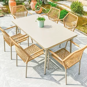 Ngoài Trời Bắc Âu - Ghế Mây, Bàn Ghế Cao Cấp Sân Vườn, Bàn Thép Carbon Đơn Giản