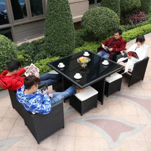 Ngoài Trời Mây Sofa Chống Nắng Chống Thấm Nước Bàn Ghế Kết Hợp Sân Ngoại Ô Giải Trí Sân Vườn Ngoại Ô Sân Thượng Đồ Nội Thất Mây - Hình 5