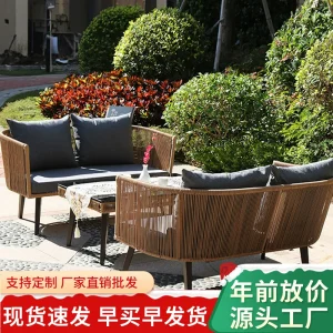 Ngoài Trời Mây Sofa Sân Chống Nắng Sân Vườn Chống Nước Ban Công Giải Trí Mây Sofa Bàn Cà Phê Ngoài Trời Đồ Nội Thất Mây