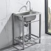 Nhà bếp chậu rửa inox một khe chậu rửa đơn giản với giá đỡ chậu rửa dày gia dụng