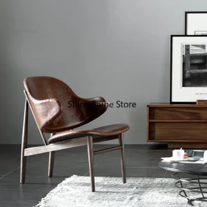 Nhà Thiết Kế Ghế Phòng Khách Ghế Bành Retro Gỗ Chắc Chắn Da Lười Vải Giải Trí Hổ Ghế Đơn Ghế Giải Trí Phòng Ngủ BF - Hình 2