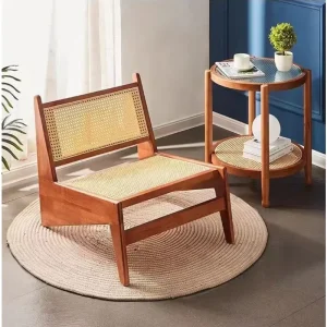 Nhà trọ Ghế Chống Bẹp Đầu Gỗ Mây Dệt Ghế Thư Giãn Phòng Khách Sofa Đơn Ghế Lưng Thoải Mái Nội Thất Bắc Âu - Hình 2