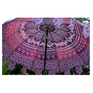 Ô dù sân vườn ngoài trời Ấn Độ Cotton Sun Parasol Ombre Mandala Ô dù Patio (Không bao gồm chân đế) - Hình 3