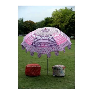 Ô dù sân vườn ngoài trời Ấn Độ Cotton Sun Parasol Ombre Mandala Ô dù Patio (Không bao gồm chân đế)