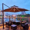 Ô la mã ngoài trời ô hợp kim nhôm lớn che nắng có đèn sân vườn đèn năng lượng mặt trời ô dù sân biệt thự