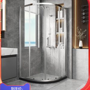 Phòng tắm uốn cong Wrigley nhà phòng tắm tối giản cửa kính đơn giản tổng thể phòng tắm màu đỏ lưới phòng tắm bán phân vùng hình quạt