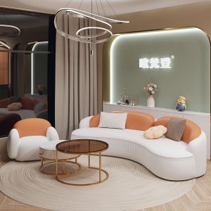 Sofa Bắc Âu đẹp Sang Trọng Cong Sofa Tiếp Nhận Cửa Hàng Quần Áo Lưới Đỏ Thiết Kế Phòng Khách Đơn Giản Làm Đẹp Tóc Salon Sofa - Hình 2