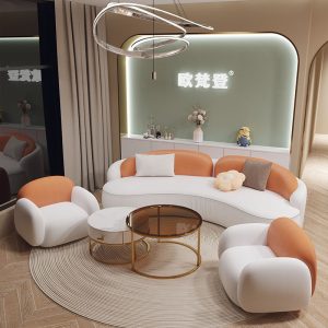 Sofa Bắc Âu đẹp Sang Trọng Cong Sofa Tiếp Nhận Cửa Hàng Quần Áo Lưới Đỏ Thiết Kế Phòng Khách Đơn Giản Làm Đẹp Tóc Salon Sofa