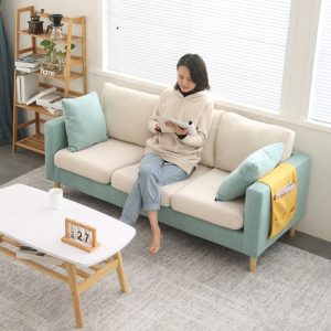 Sofa Bắc Âu đơn giản hiện đại Sofa vải phòng khách nhỏ phòng đôi cho thuê phòng nhỏ phòng nhỏ ba mẫu đơn giản màu đỏ ròng