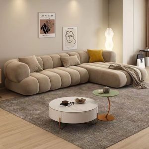 Sofa Bắc Âu Đơn Giản Ngôi Nhà Lớn Góc Sofa Đèn Phòng Khách Sang Trọng Công Nghệ Vải Vợ Lẻ Thời Trang Một Lưới Ghế Sofa Màu Đỏ - Hình 2