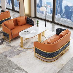 Sofa Bắc Âu đơn giản nhẹ nhàng sang trọng thẻ họp Ghế Sofa đàm phán một Bàn bốn Ghế tiếp tân đàm phán Bàn Ghế - Hình 2