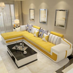 Sofa Bắc Âu gia đình lớn và nhỏ phòng khách công nghệ Sofa vải đơn giản hiện đại vải da có thể tháo rời và có thể giặt Sofa cao su - Hình 2