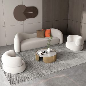 Sofa Bắc Âu Sofa Vải Phòng Khách Đơn Giản Cong Nhỏ Sofa Văn Phòng Lễ Tân Công Nghệ Ghế Sofa Vải - Hình 2