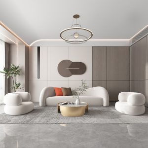 Sofa Bắc Âu Sofa Vải Phòng Khách Đơn Giản Cong Nhỏ Sofa Văn Phòng Lễ Tân Công Nghệ Ghế Sofa Vải - Hình 3