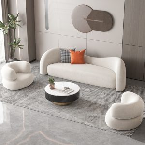 Sofa Bắc Âu Sofa Vải Phòng Khách Đơn Giản Cong Nhỏ Sofa Văn Phòng Lễ Tân Công Nghệ Ghế Sofa Vải - Hình 4
