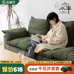 Sofa Bán đồ nội thất nhỏ Sofa vải Bắc Âu phòng khách phòng nhỏ vải nhung phong cách Nhật Bản đơn giản hiện đại retro cho ba người