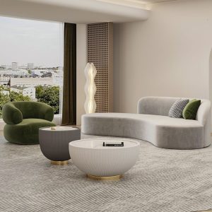 Sofa Bàn Ghế Sofa đẹp đẹp sang trọng Sofa cong khu vực nghỉ ngơi tiếp tân thẩm mỹ viện Sofa khách hàng phòng nhỏ Sofa phong cách kem