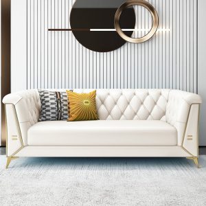 Sofa Bàn Ghế Sofa đẹp phòng nhỏ nhẹ Sofa sang trọng phòng khách phong cách Mỹ khóa hiện đại đơn giản đôi ba người da nghệ thuật không thấm nước Ghế Sofa hàng thẳng