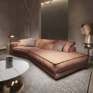 Sofa Baxter kiểu Italy Sofa góc lớn phòng khách hiện đại sang trọng công nghệ hình dạng đặc biệt vải lưới màu đỏ mờ Sofa da