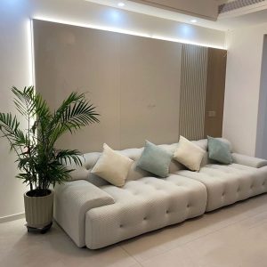 Sofa Biệt thự Ghế Sofa vải ba người đơn giản kiểu kiểu Italy loại gia đình lớn và nhỏ Sofa đẹp Ghế Sofa giải trí Bắc Âu