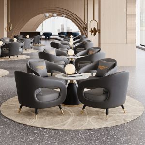 Sofa Cà Phê Văn Phòng Lễ Tân Phong Cách Mới Da Cao Cấp - Hình 2