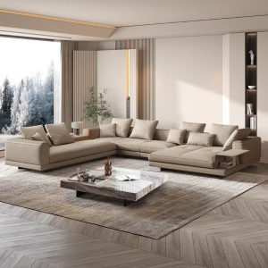 Sofa Carobang Connery Sofa da phòng khách lớp trên cùng da bò hàng thẳng ba người phòng nhỏ nhà thiết kế đơn giản người kiểu Italy - Hình 2