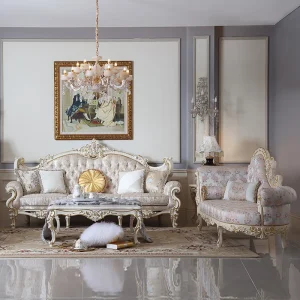 Sofa Cổ điển Pháp lá vàng chắc chắn chạm khắc gỗ hoàng phi Ghế lười dây kéo Ghế phòng chờ P2 - Hình 2